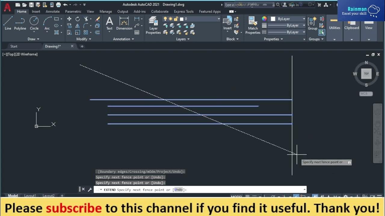 How to extend Multipule lines at the same time in AutoCAD YouTube