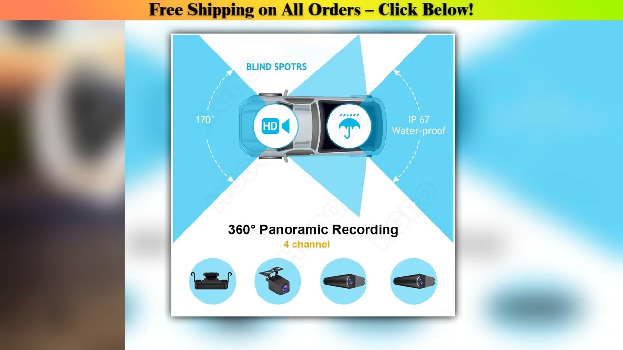 HGDO M106 4CH Mirror Dash Cam 4K Front Rear View Mirror Video Recorder 1080P Backup Camera with