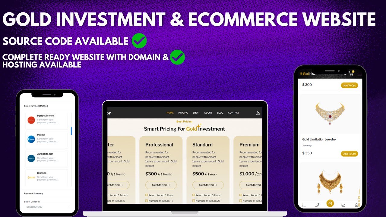 Make Gold Investment and Ecommerce Website 2 in 1 with Admin Panel