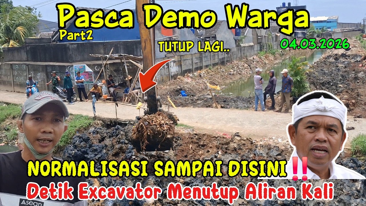 NORMALISASI SELESAI⁉️ Detik Excavator Menutup Aliran Kali Pasca Di Demo Warga