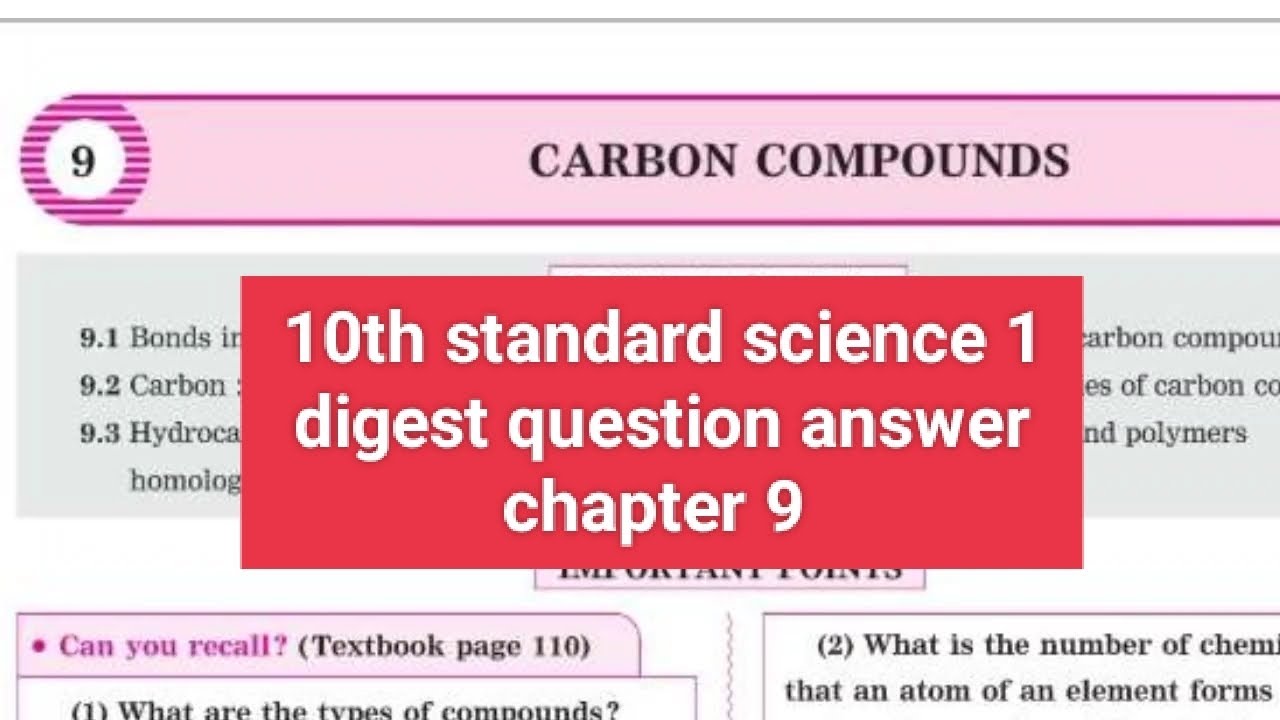 10th standard science 1 digest question answer chapter 9 CARBON COMPOUNDS || MAHARASHTRA BOARD 