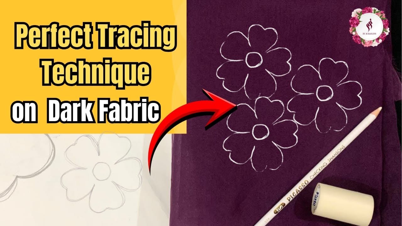 Dark fabric p tracing krny ki Technique organza fabric p tracing kesy kryen