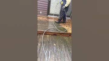 Power washing a wood deck