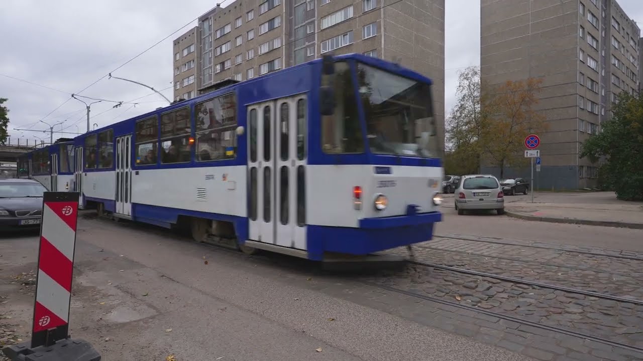 Latvia, Riga, tram 7 ride from Krasta masīvs to Kronvalda bulvāris