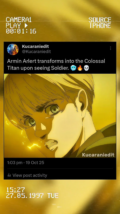 Armin Arlert transforms into the Colossal Titan upon seeing Soldier. 🥶🔥💀 #edit #armin #shorts #aot