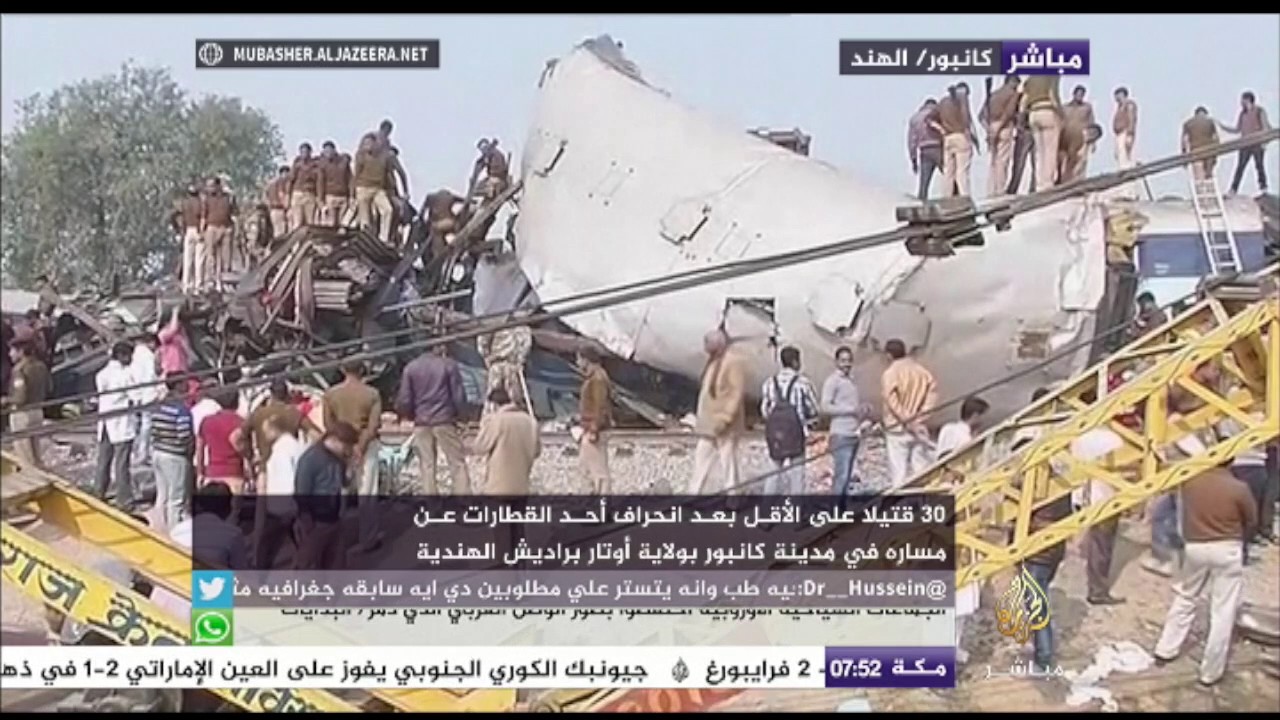 60 قتيلا و150 مصابا بانحراف قطار في الهند