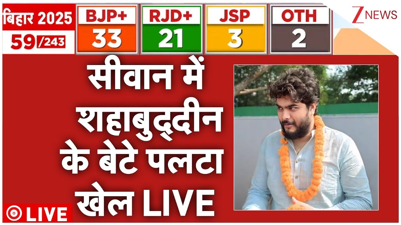 Bihar Chunav Result 2025 LIVE : सीवान में शहाबुद्दीन के बेटे पलटा खेल LIVE | Tejashwi Yadav | Nitish