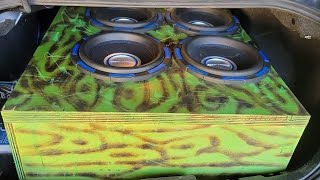 4 Power Acoustik Gothic 12's on a Taramps smart 5 bass SHAKING APART THIS CAR!!!!!!