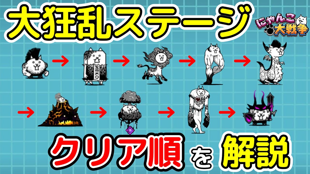【にゃんこ大戦争】大狂乱ステージのクリア順を解説！中級者必見！【The Battle Cats】 - YouTube