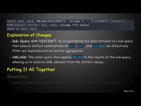 How to Use DISTINCT with XMLAGG in SQL