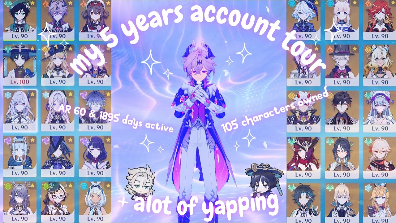 Обзор моего аккаунта Genshin Impact за 5 лет ✩°｡🧸𓏲⋆.🧺𖦹 ₊˚ Персонажи 60 и 105 уровня | Уютный Gens...