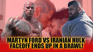 Martyn Ford vs Iranian Hulk faceoff ends up in a BRAWL!