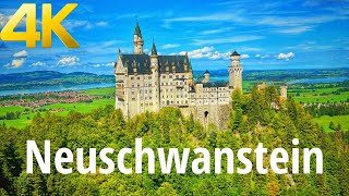 Neuschwanstein, Hohenschwangau castles, Germany, walking tour 4K 60fps  Famous Disney Castle