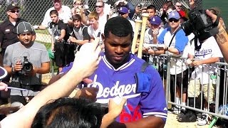 Yasiel Puig Autograph Craziness 2-16-14 Dodger Spring Training - Camelback Ranch Arizona