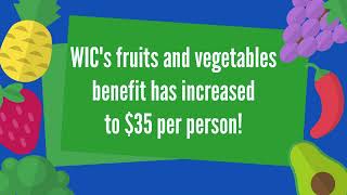 WIC Fruits and Vegetables Benefit Increase for Summer 2021 WIC Fruits and Vegetables Benefit Increase for Summer 2021