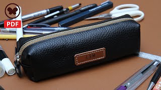 make leather pencil case / zipper pouch (Free PDF Pattern): 가죽 필통 만들기 (DIY/무료패턴/가죽공예)