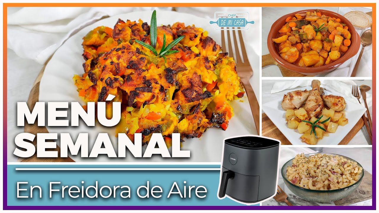 ✓ Menú SEMANAL en FREIDORA de AIRE 🤯 Cómo hacer Arroz, Pasta, Patatas y  mucho más en Airfryer 