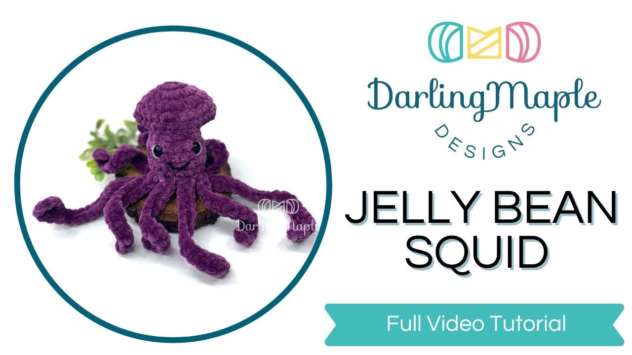 No Sew Squid / Squid Crochet Pattern / Full Video Tutorial / Amigurumi Squid / Jelly Bean Series