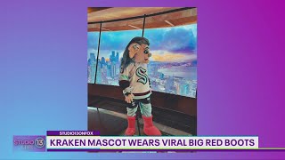 Buoy Gets A Free P Seattle Kraken Mascot Rocks Viral Big Red Boots Studio 13 Live