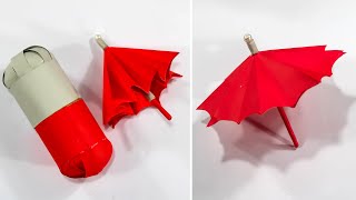 How to make capsule umbrella - How to make a paper Umbrella that open and close