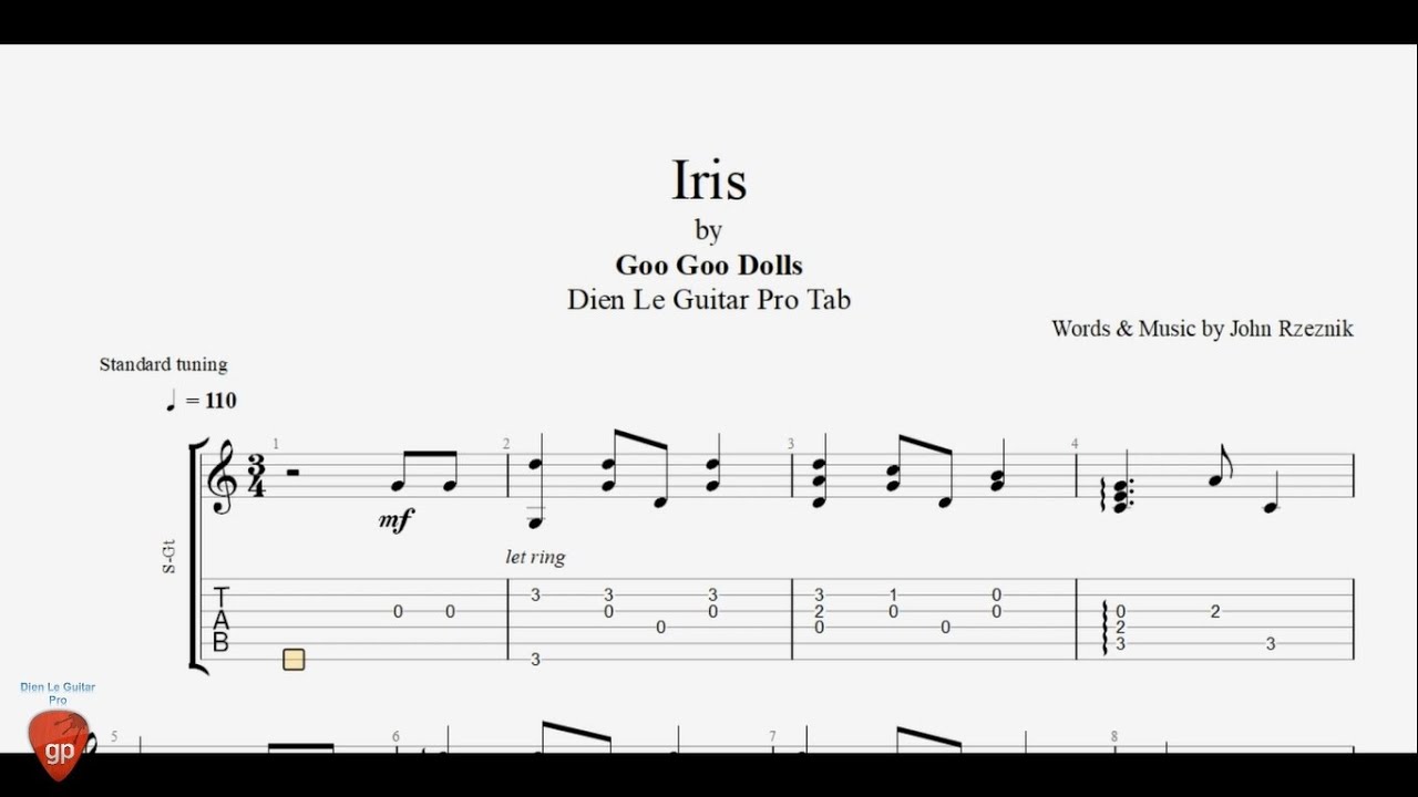 Goo Goo Dolls Iris Fingerstyle Guitar Pro Tab YouTube