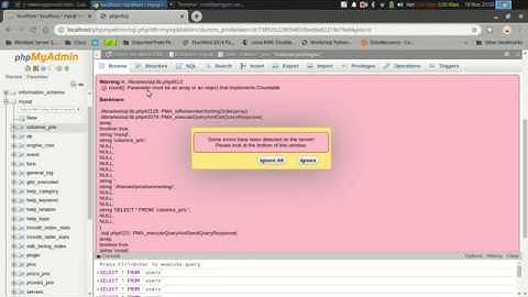 How to Fix phpmyadmin count() : Parameter must be an array or an object that implements Countable