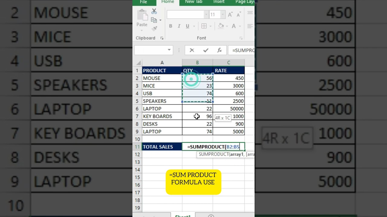 sumproduct formula use // excel formulas//Ms Excel//excel tutorial//
