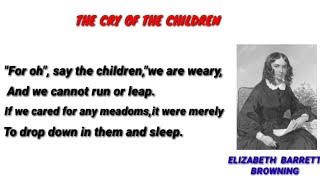 The cry of the children | English memory poem for class 10th