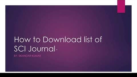 How to download SCI Journal list from Web of Science?