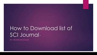 How To Download Sci Journal List From Web Of Science?