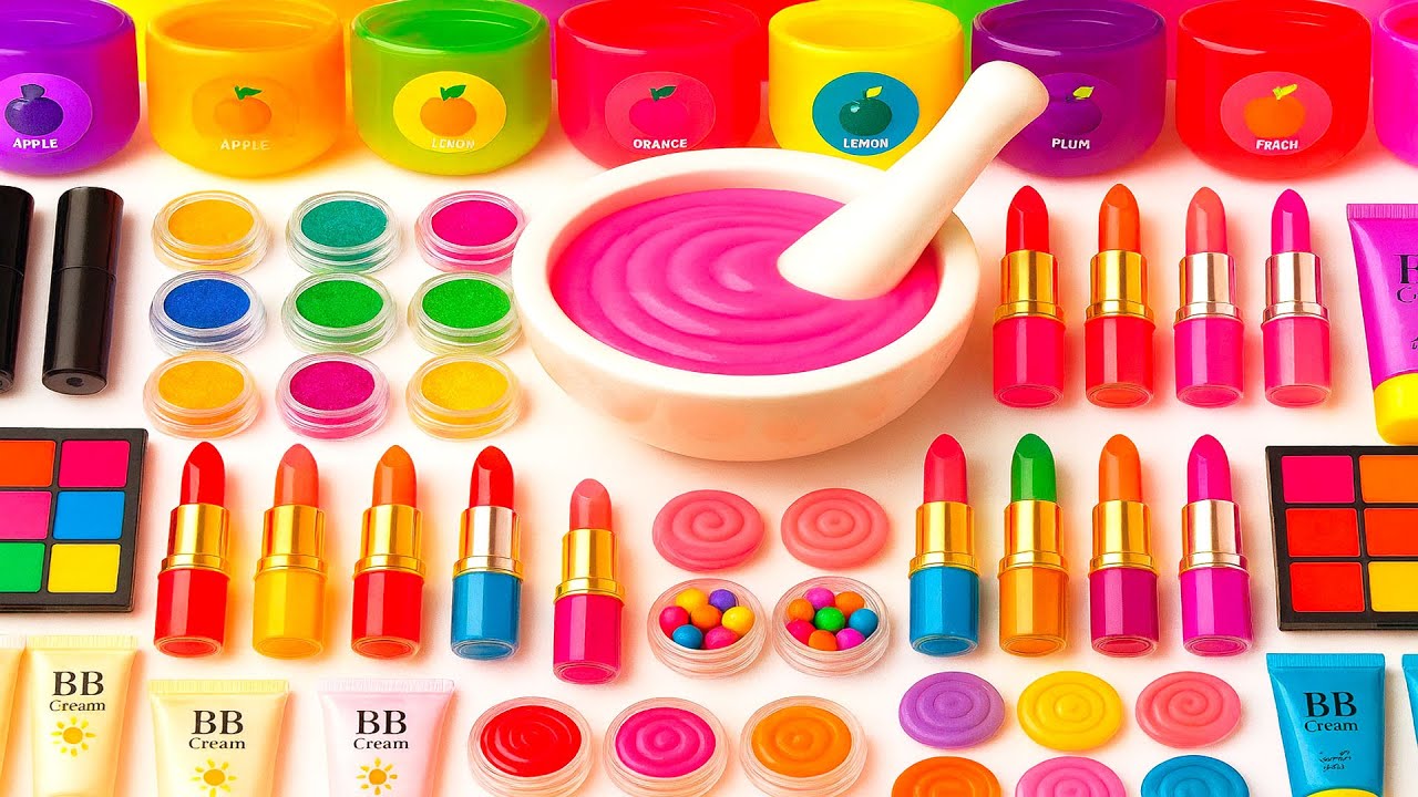 💄Satisfying Video Mixing Random Things Crayon Makeup Nail Squishy into Glitter Slime