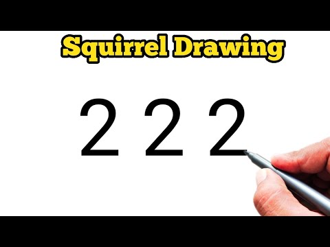 How to draw Squirrel 🐿️ from 222 number | Easy Squirrel drawing | number drawing