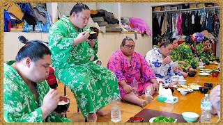 【相撲飯】出汁鍋・餃子・ヤンニョムチキン ／ 朝稽古 🍚『ちゃんこ番：許田・恵雅・厚雅』