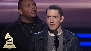 Eminem accepting the GRAMMY for Best Rap Album at the 53rd GRAMMY Awards | GRAMMYs