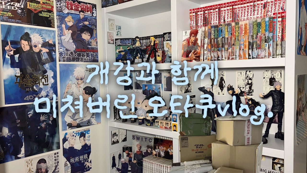 [오타쿠 브이로그] 택배 뜯다 과로사하기📦🩸| 피규어&만화책깡 | 책장 정리 | 주술회전 | 강연금 | 배가본드 | 한마바키 