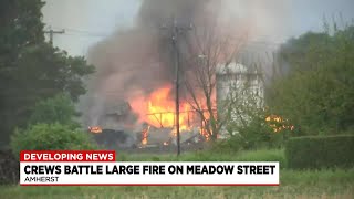 Multi-alarm fire destroys barns on Meadow Street in Amherst