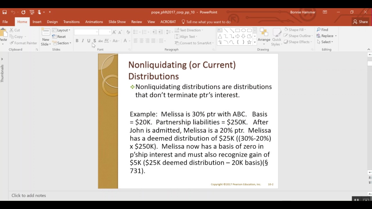 Chapter 10 lecture on nonliquidating distributions
