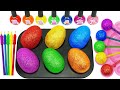 Satisfying Video l How to Make Rainbow Lollipop Candy with Glitter Eggs &amp; Nail Polish Cutting ASMR