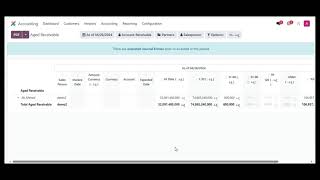 Odoo Aged Receivable Report Filter per salesperson #odoo18  فلترة تقيرير أعمار المديمونية بالمندوب screenshot 4