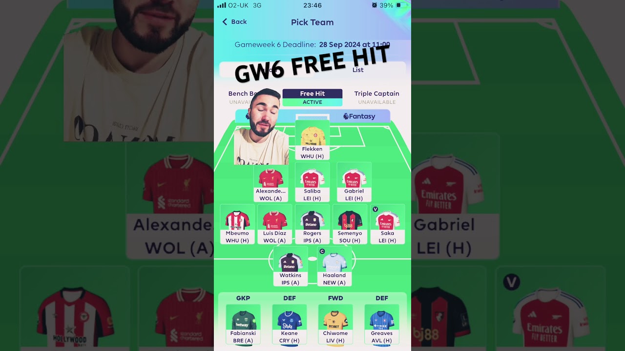 FPL GW6 FREE HIT TEAM | #fantasypremierleague #gameweek6 #fpl