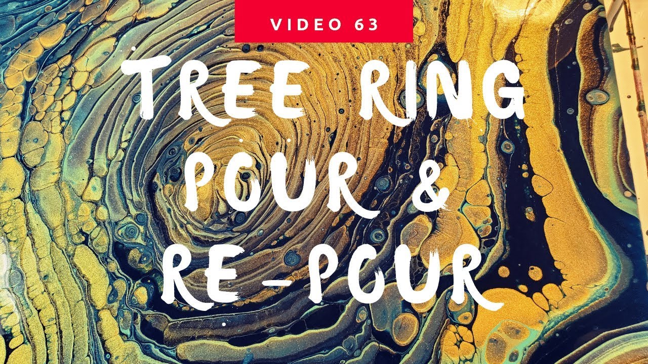 (63) Fluid Art Tree Ring Acrylic Pour and Re-Pour acrylic pouring - YouTube