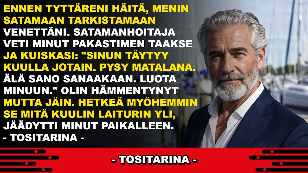 Seisoin venesataman huoltorakennuksen edessä avaimet kädessä, kun Reijo Vainio, mies joka oli vuokrannut minulle venepaikkaa vuosikymmenten ajan, tarttui käsivarteeni niin lujaa että siitä jäi...