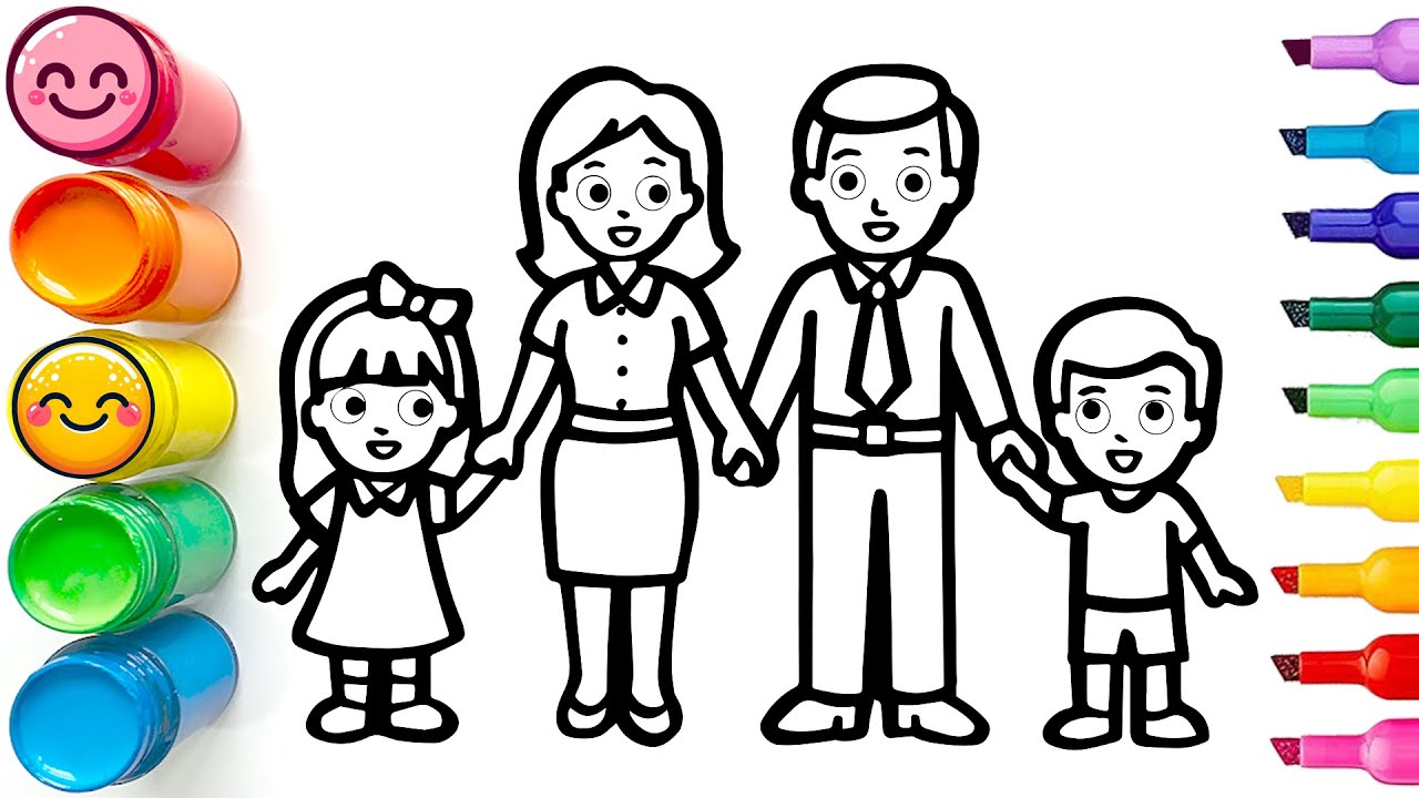How to Draw a Cute Family of Four | Easy Step by Step Tutorial - YouTube