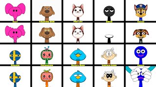 My Sprunki OC: Elly (from Pocoyo) vs TALKING BEN vs Pop Cat vs OREO vs Chase vs Sweden vs Cocomelon!