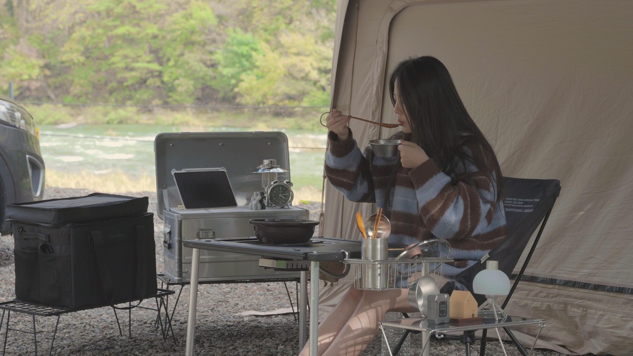 작은 에어텐트로 간단하게 피칭하고, 꽃게구이, 새우소금구이, 곱창구이 많이 먹은 날ㅣ캠핑브이로그