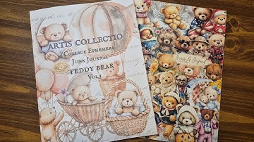 Teddy Bear Collage Ephemera Cut-Outs ATC/Art/Junk Journal Books - Flip-throughs & Reviews - So Cute!