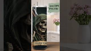 Grim Reaper Game Over Sublimation Design #puffpixelstudio #tumbler #20oztumbler #sublimation