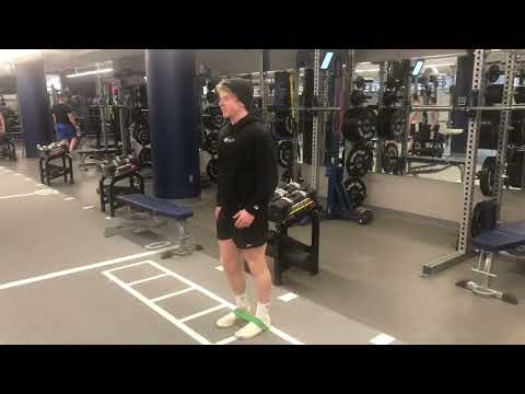 Standing Mini-band Dead Bug Hip Flexor Pulls