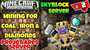 Playing Project Ares Hypixel Server with minions on MCPE | Mining Diamond,Iron and Coal | Part 2