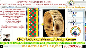 #cncbangledesign how to make cnc Bangle Design in Coreldraw || jewellery cnc machine work